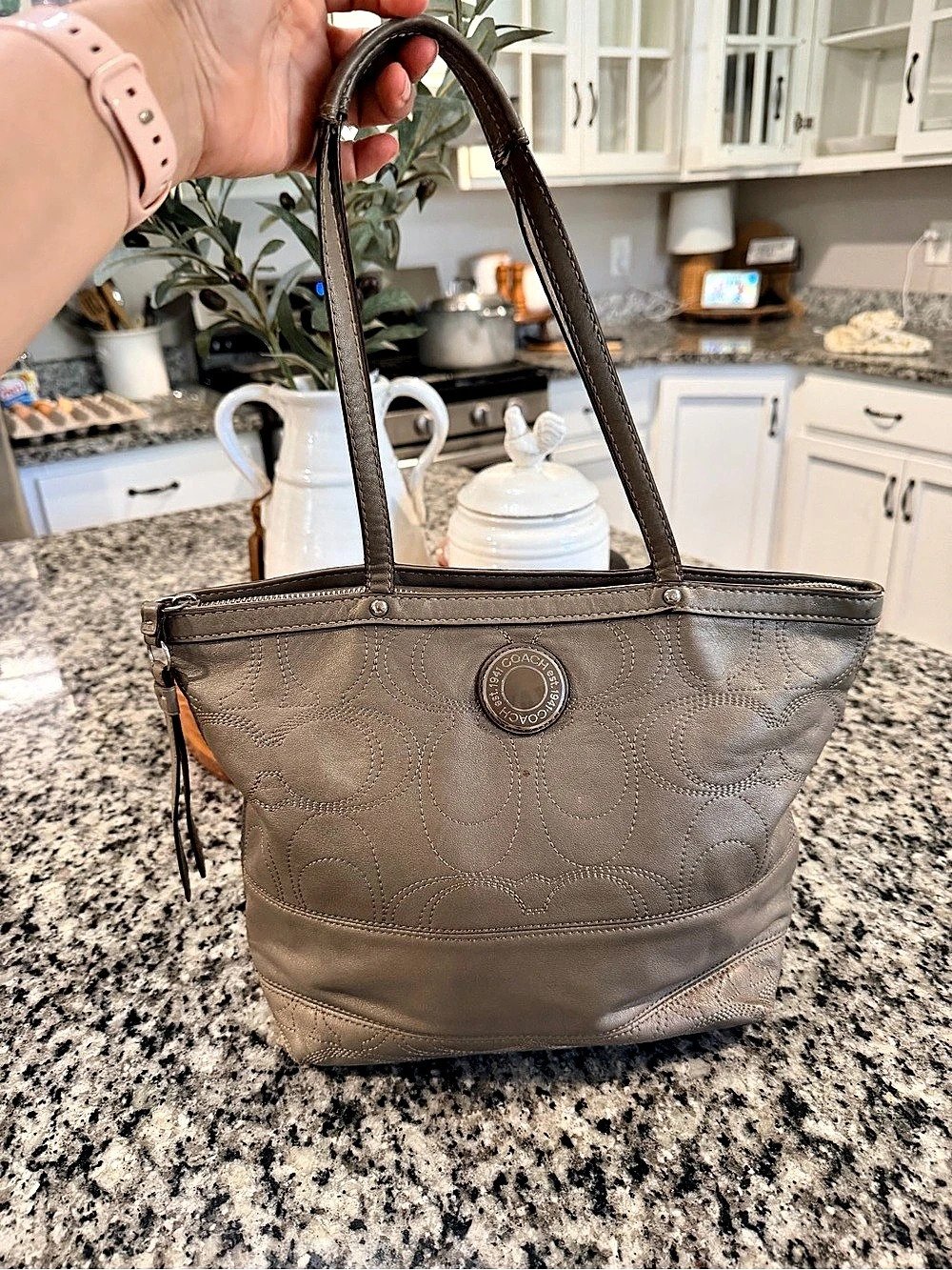 Coach Leather Dove  Carryall Satchel Shoulder Bag Purse